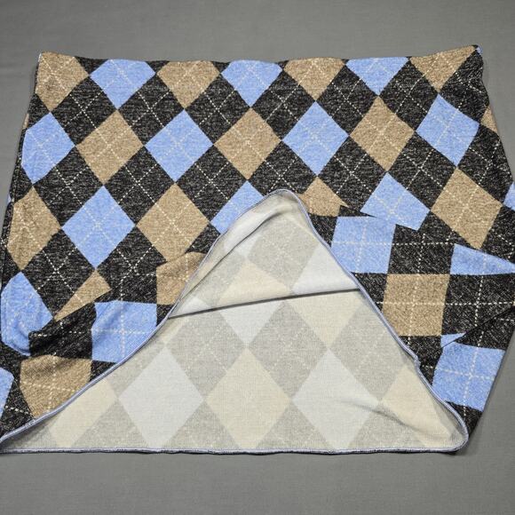 Divide Blue Black Knit Argyle Mini Skirt Stretch Tube Pencil Unlined Women's XL - Picture 5 of 7